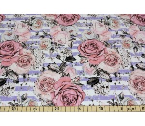 Jersey - Rose vintage flieder gestreift 